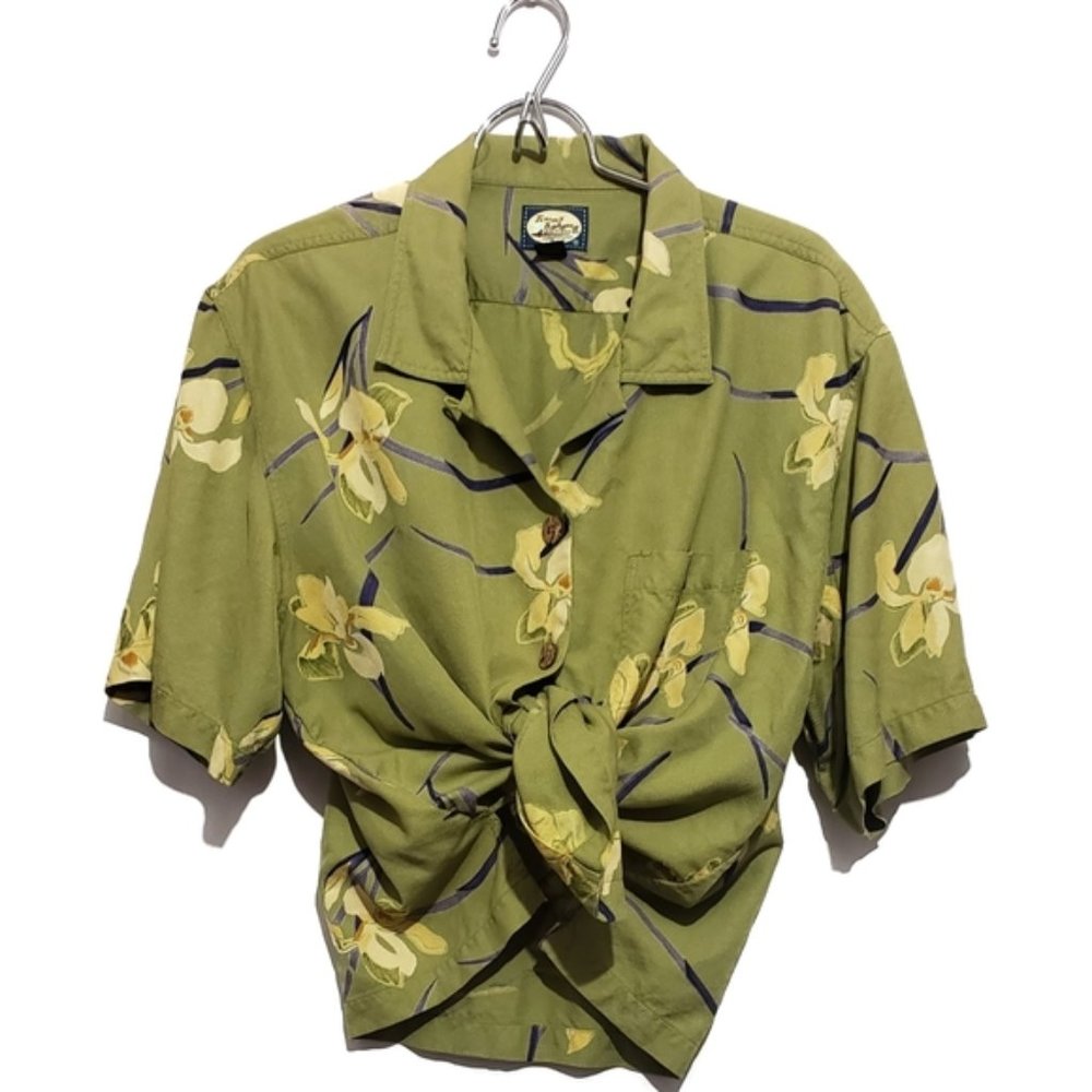 vintage tommy bahama 100%silk green tommy bahama f